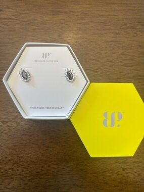 Bomb Party OG Silver and Black Ice Crystal Halo Stud Earrings